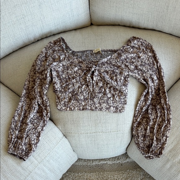 Altar'd State Brown and Cream Floral Blouse - Picture 1 of 4